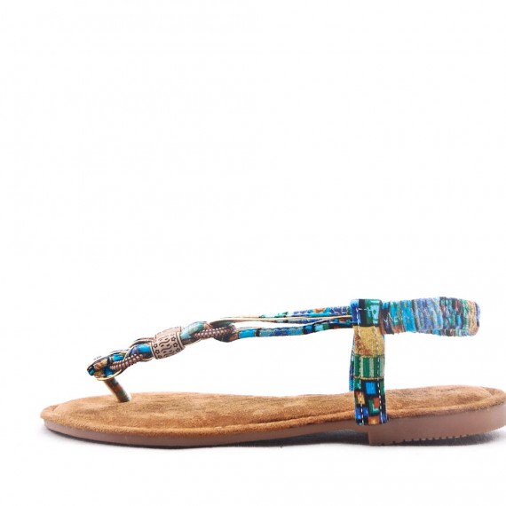 Sandal in mixed materials for women