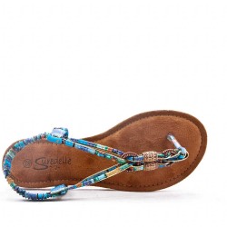 Sandal in mixed materials for women