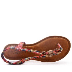 Sandal in mixed materials for women