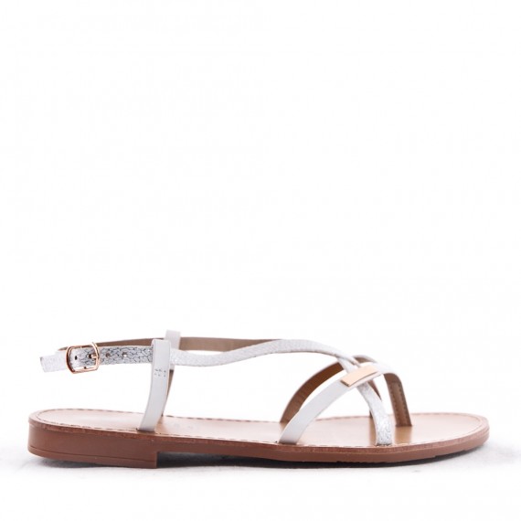 Flat sandals in faux leather for women