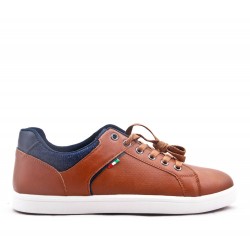 Basket homme à lacets en mix-matières