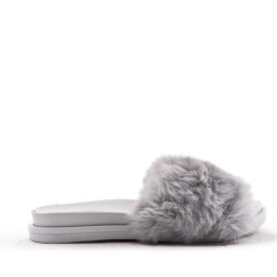 Slipper in mixed materials for women