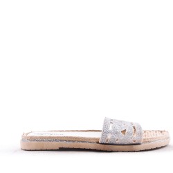 Slipper in mixed materials for women