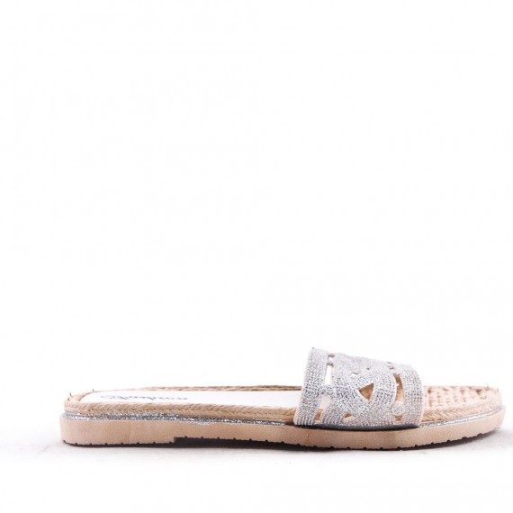 Slipper in mixed materials for women