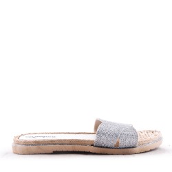 Slipper in mixed materials for women