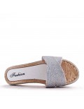 Slipper in mixed materials for women