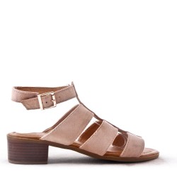 Faux suede heeled sandal for women