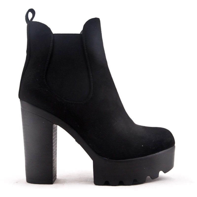 ZAPATOS AL POR MAYOR-Botín plano negro en una mezcla de materiales Para  otoño e invierno