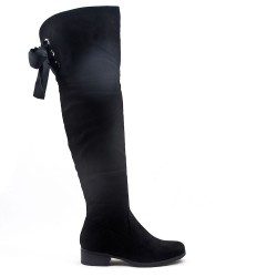 Lace-up suede black boot