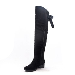 Lace-up suede black boot