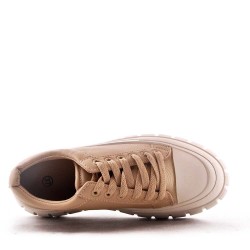 Women's faux leather lace up sneaker