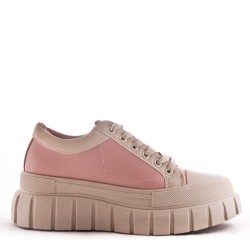 Women's faux leather lace up sneaker