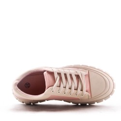 Women's faux leather lace up sneaker