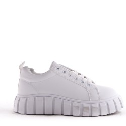 Women's faux leather lace up sneaker