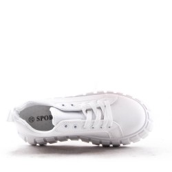 Zapatilla deportiva con cordones de piel sintética para mujer