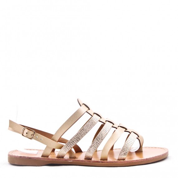 Flat sandals in faux leather for women