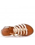 Flat sandals in faux leather for women