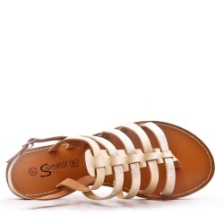 Flat sandals in faux leather for women