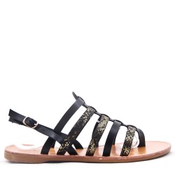 Flat sandals in faux leather for women