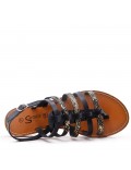 Flat sandals in faux leather for women