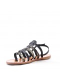 Flat sandals in faux leather for women