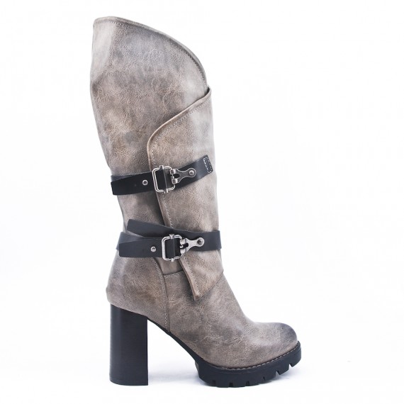 Faux leather ankle boot