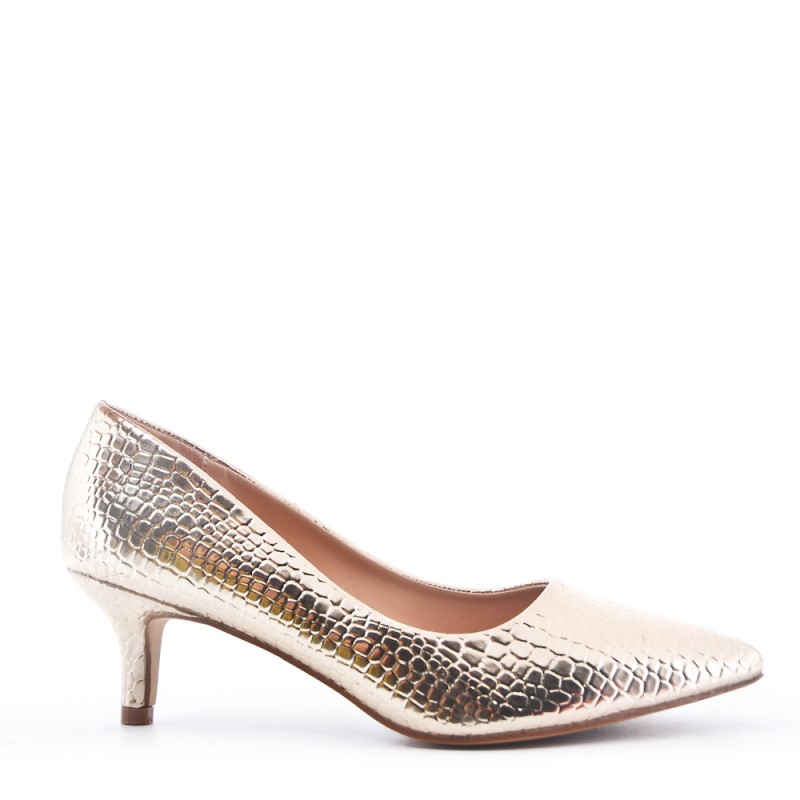 ZAPATOS MAYORISTAS-Zapatos de tacón medio en piel sintética para mujer.