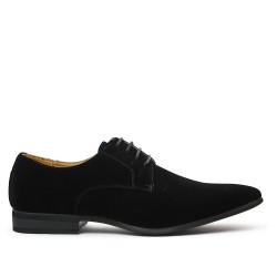 Derby noire en simili daim à lacet