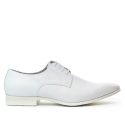 Derby blanche à lacet en simili cuir lisse