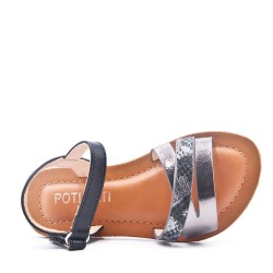 Girl's faux leather sandal