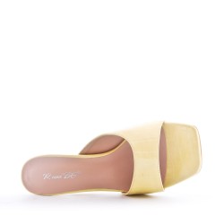 Faux leather slide with transparent heel