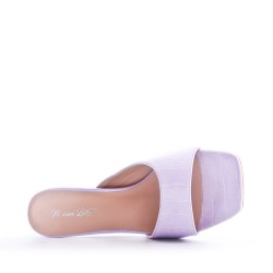 Faux leather slide with transparent heel