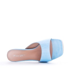 Faux leather slide with transparent heel