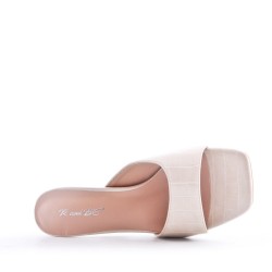 Faux leather slide with transparent heel