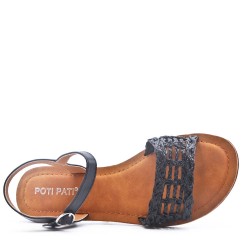 Flat sandals in faux leather for women