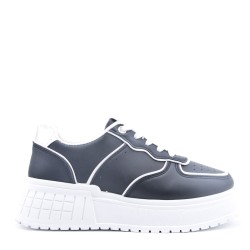Women's faux leather lace-up wedge sneaker