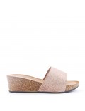 Slipper in mixed materials for women