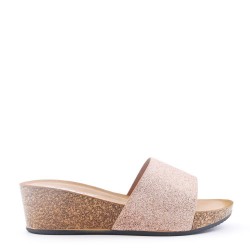 Slipper in mixed materials for women