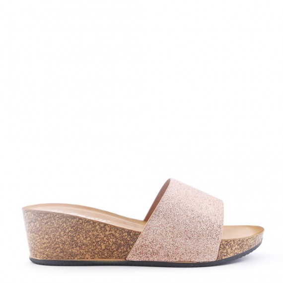 Slipper in mixed materials for women