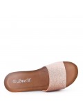 Slipper in mixed materials for women