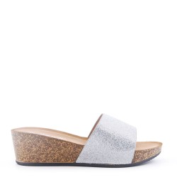 Slipper in mixed materials for women