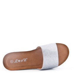 Slipper in mixed materials for women