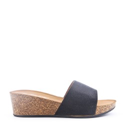 Slipper in mixed materials for women