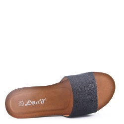 Slipper in mixed materials for women