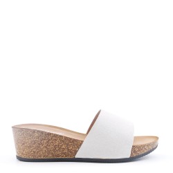 Slipper in mixed materials for women