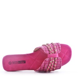 Slipper in mixed materials for women