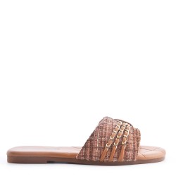 Slipper in mixed materials for women