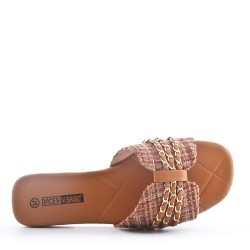 Slipper in mixed materials for women