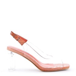 Sandale à talon transparent pour femme