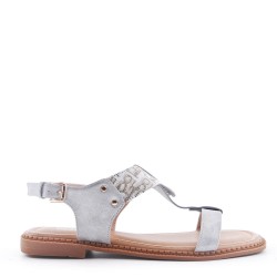 Big size 38-43 -Flat sandal in mixed materials